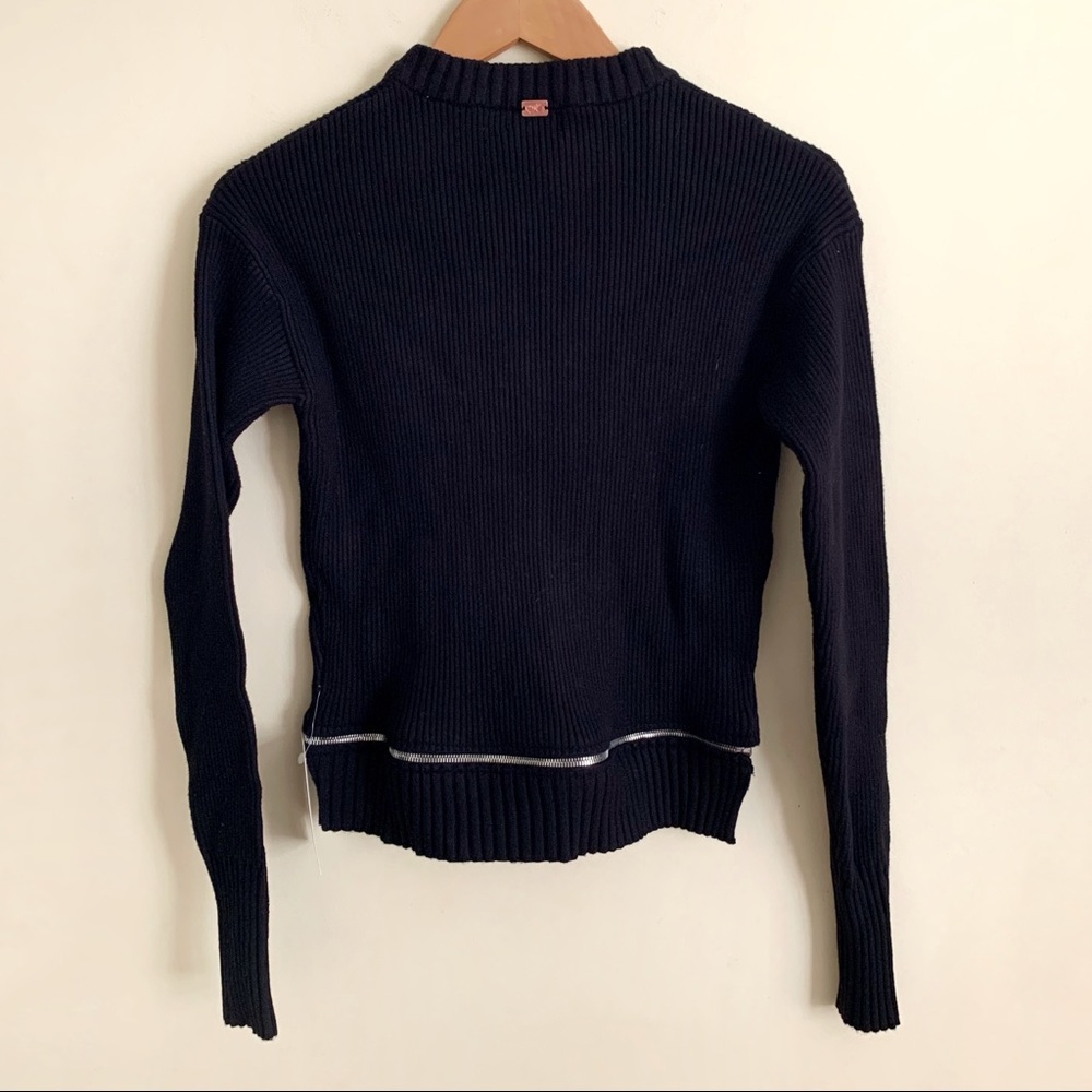 NWT For Love and Lemons Annie Zipper Sweater Black Medium - Picture 5 of 12